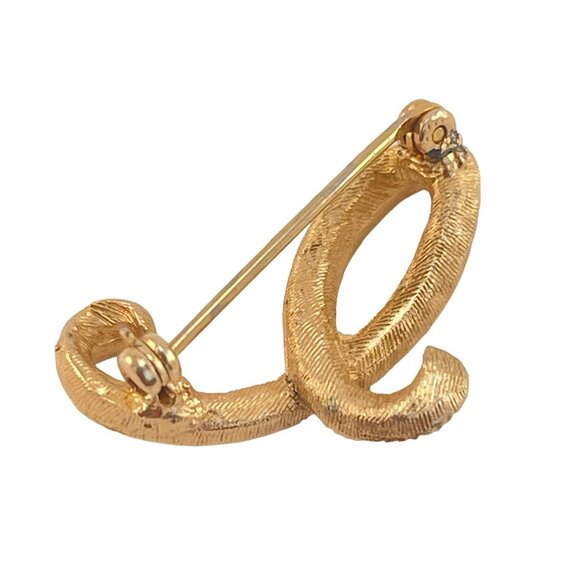 Initial E Pin Brooch Textured Mid Century Vintage - Picture 4 of 5